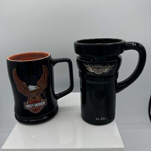 Harley Davidson Coffee Mug Cup Eagle 3D Embossed Black Orange 18 oz 2002 Large